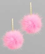 Fur Pom Pom Dangle Earrings- Multiple Colors