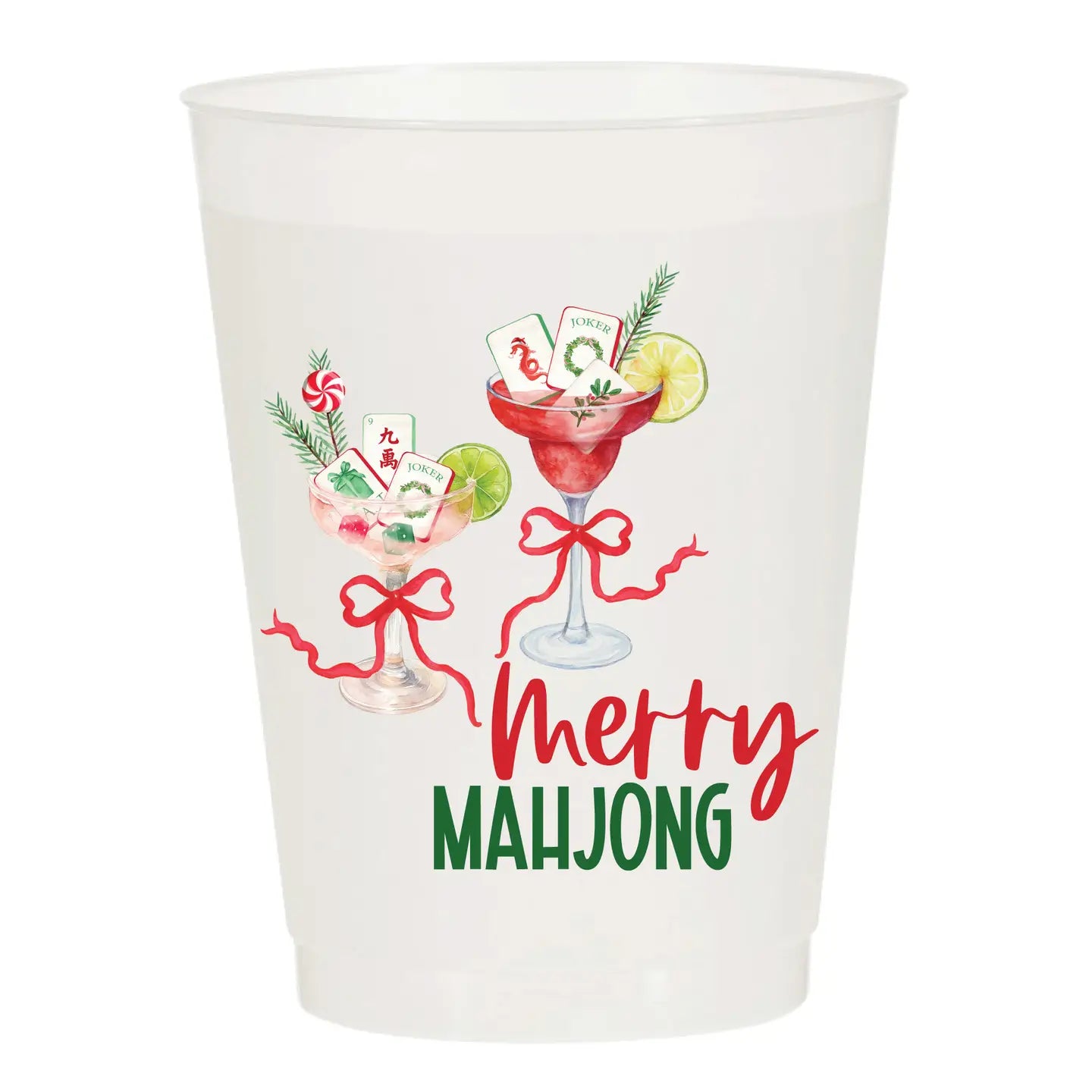 Merry Mahjong Cocktails Frosted Cups