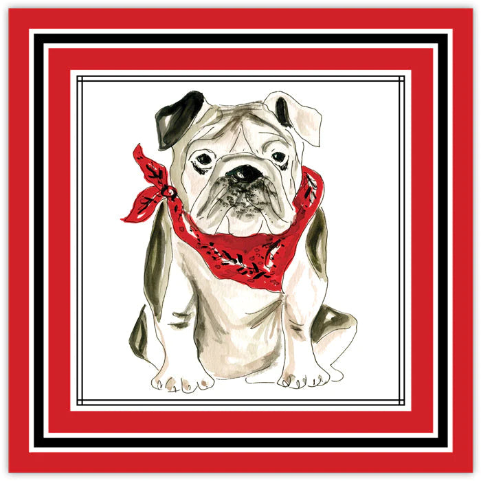 Square Placemat - Hand Painted Bulldog w/ Red Bandana