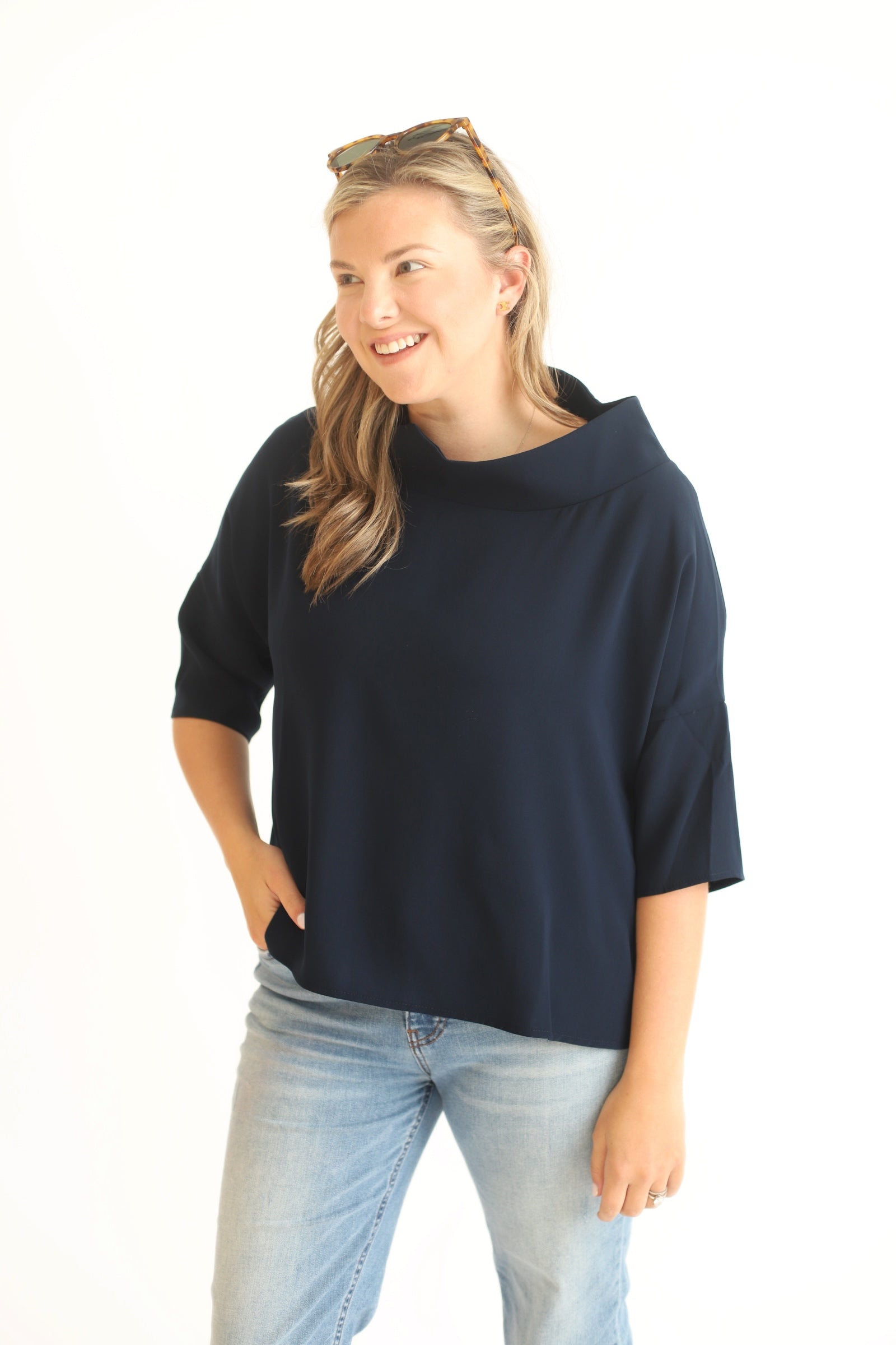 The Audrey Blouse-  Navy