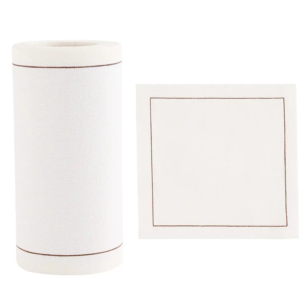 Golden Salute Cocktail Napkin Roll- White W/ Gold
