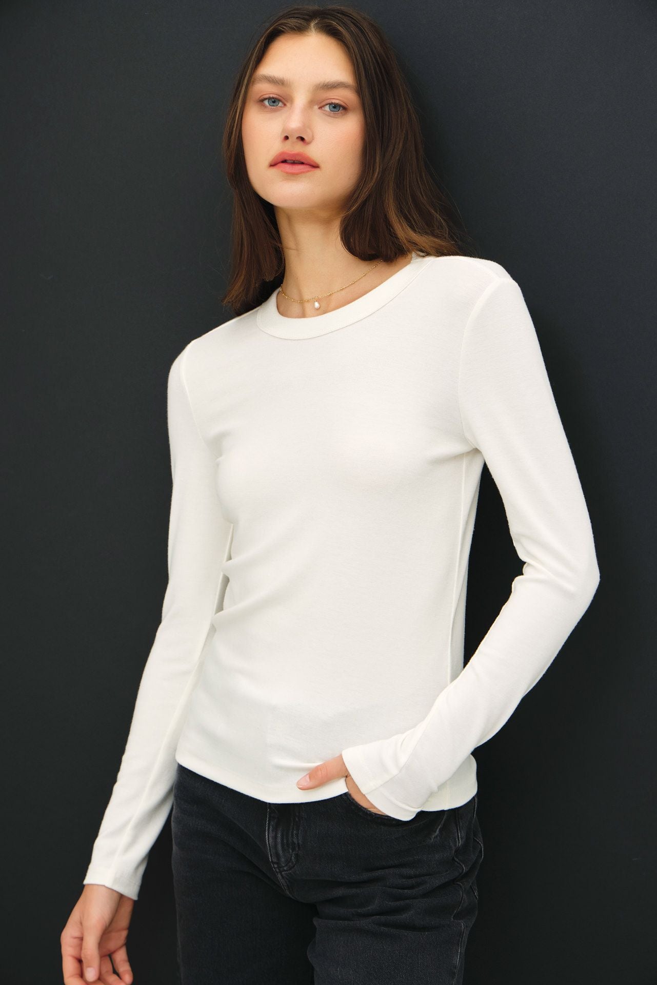 The Betty Basic Round Neck Long Sleeve Knit Top - Four Colors