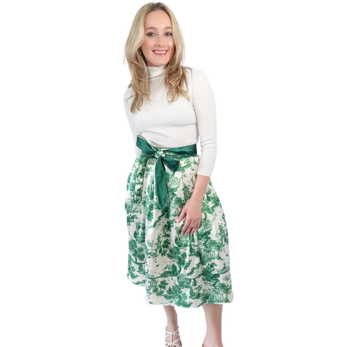 Heather Tea Skirt - Green Toile