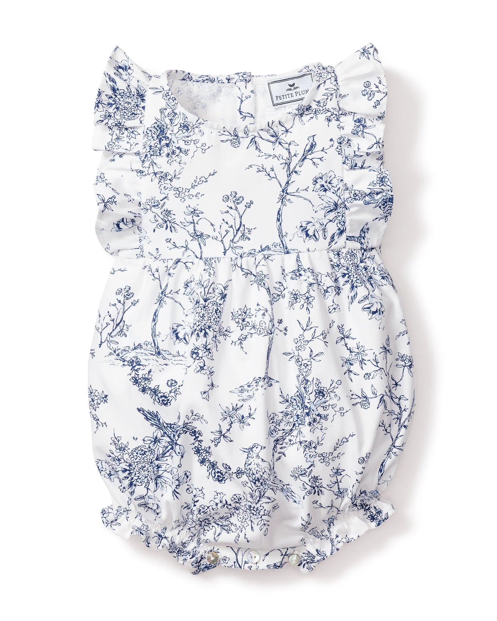 Baby's Twill Ruffled Romper- Timeless Toile