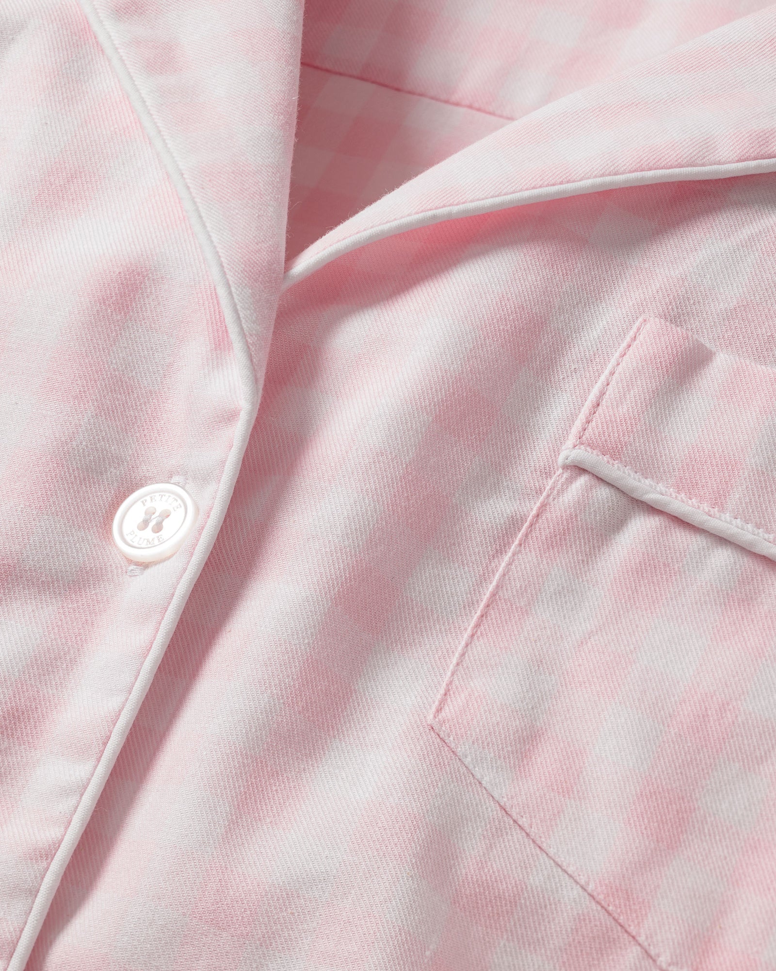 Women's Twill Pajama Short Set- Pink Gingham