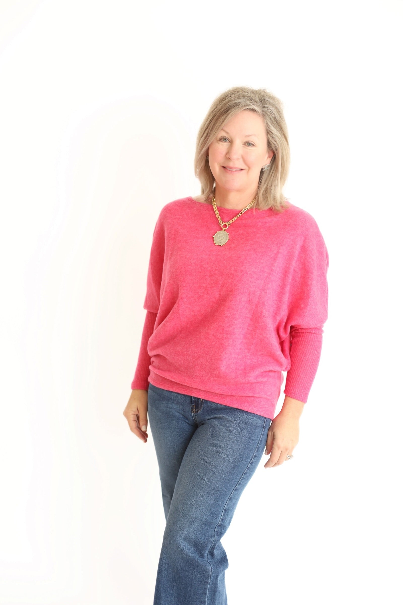 The Dolman Top- Hot Pink