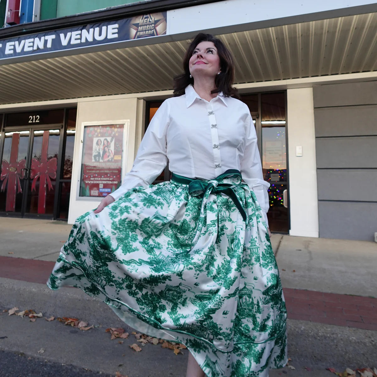 Heather Tea Skirt - Green Toile