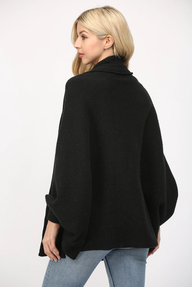 Shawl Collar Open Cardigan - Black