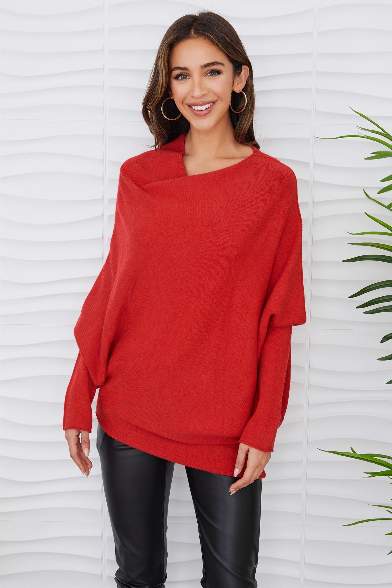 Asymmetrical Sweater - Red