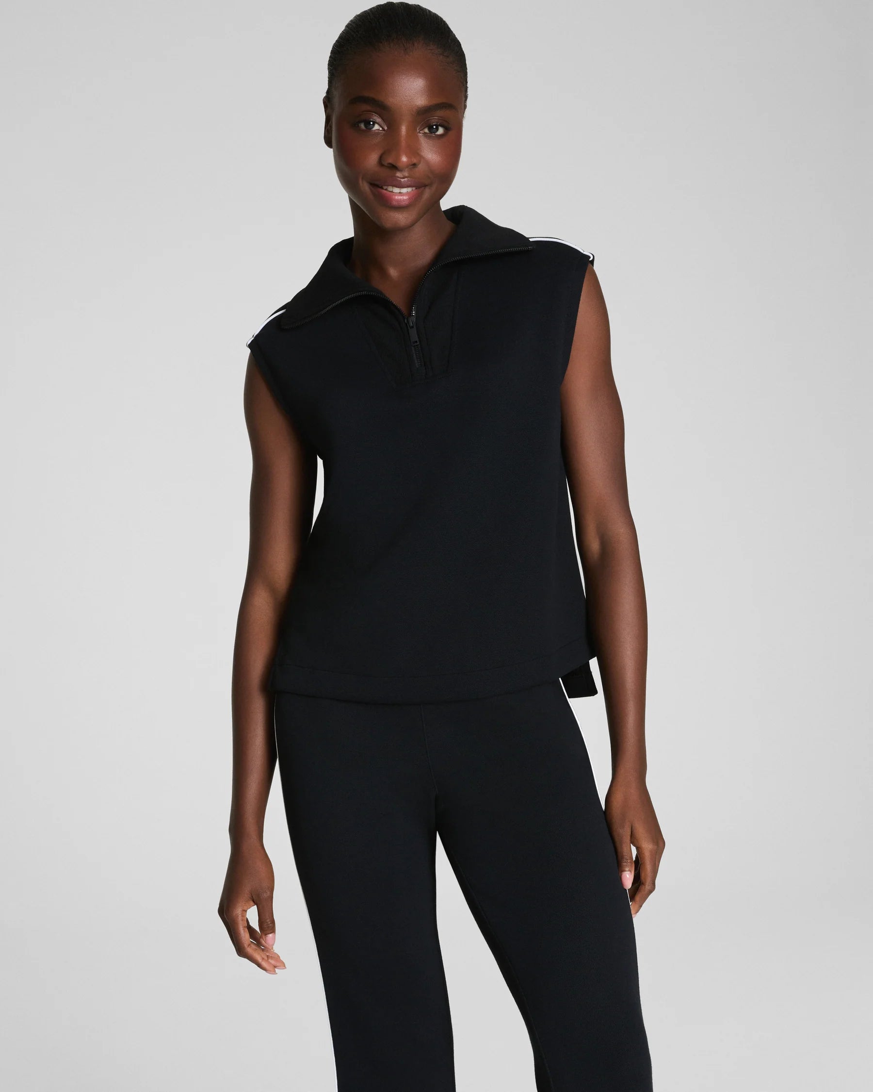 AirEssentials® Pique Sleeveless Half Zip by Spanx - Black