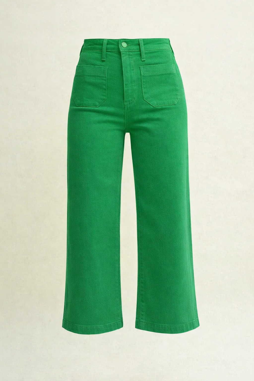 Patch Pocket Wide Leg Denim - Green