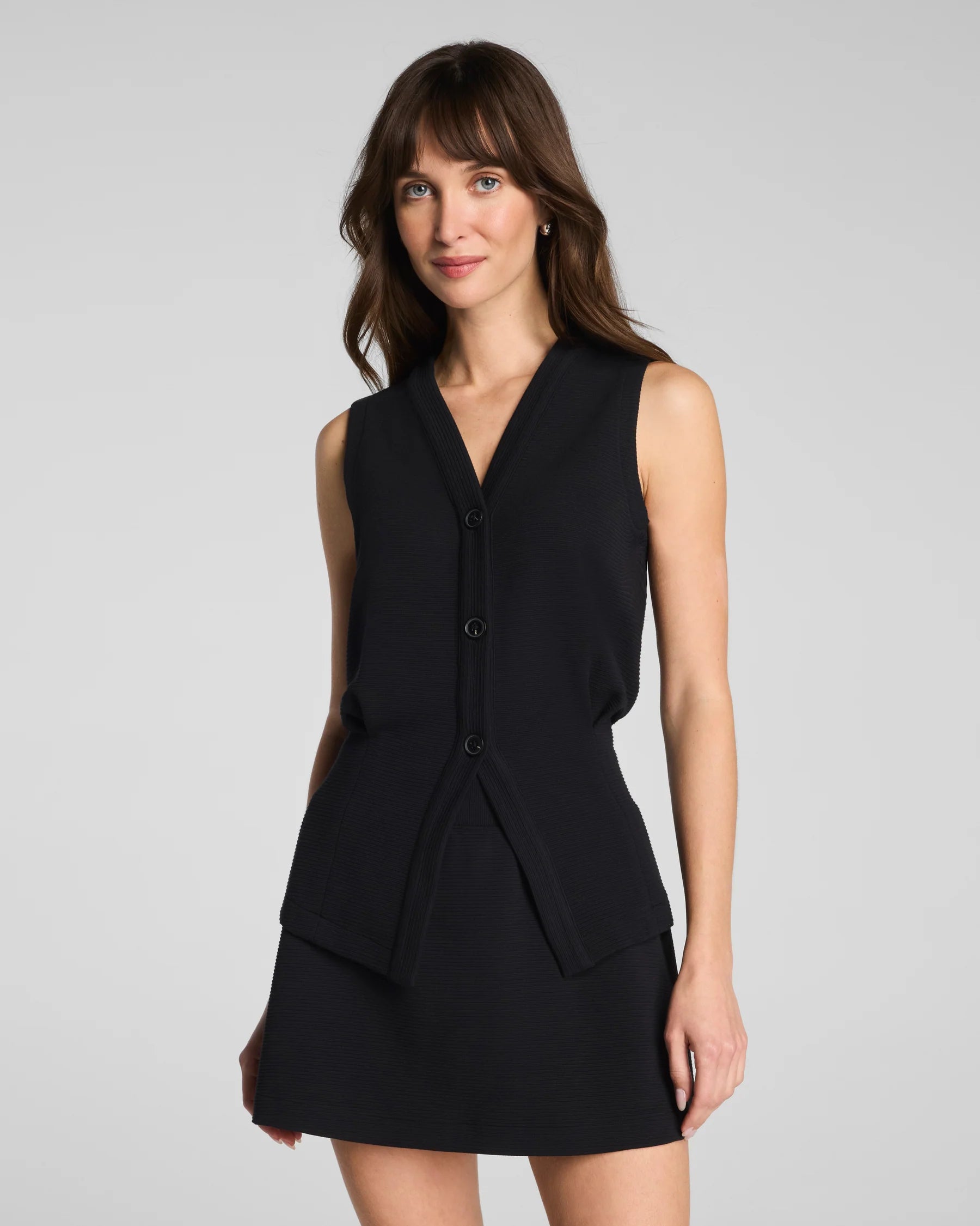 French Rib Button Down Vest - Two Colors
