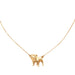 A delicate gold chain necklace featuring a small, detailed bulldog pendant, shown against a plain white background.