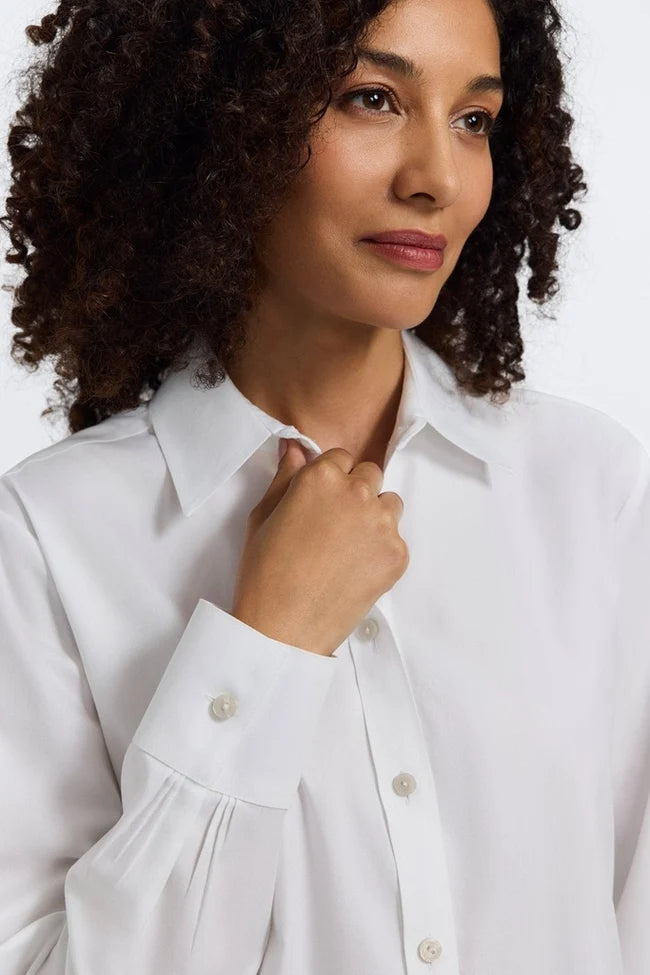 Meghan No Iron Pinpoint Long Sleeve Shirt - White