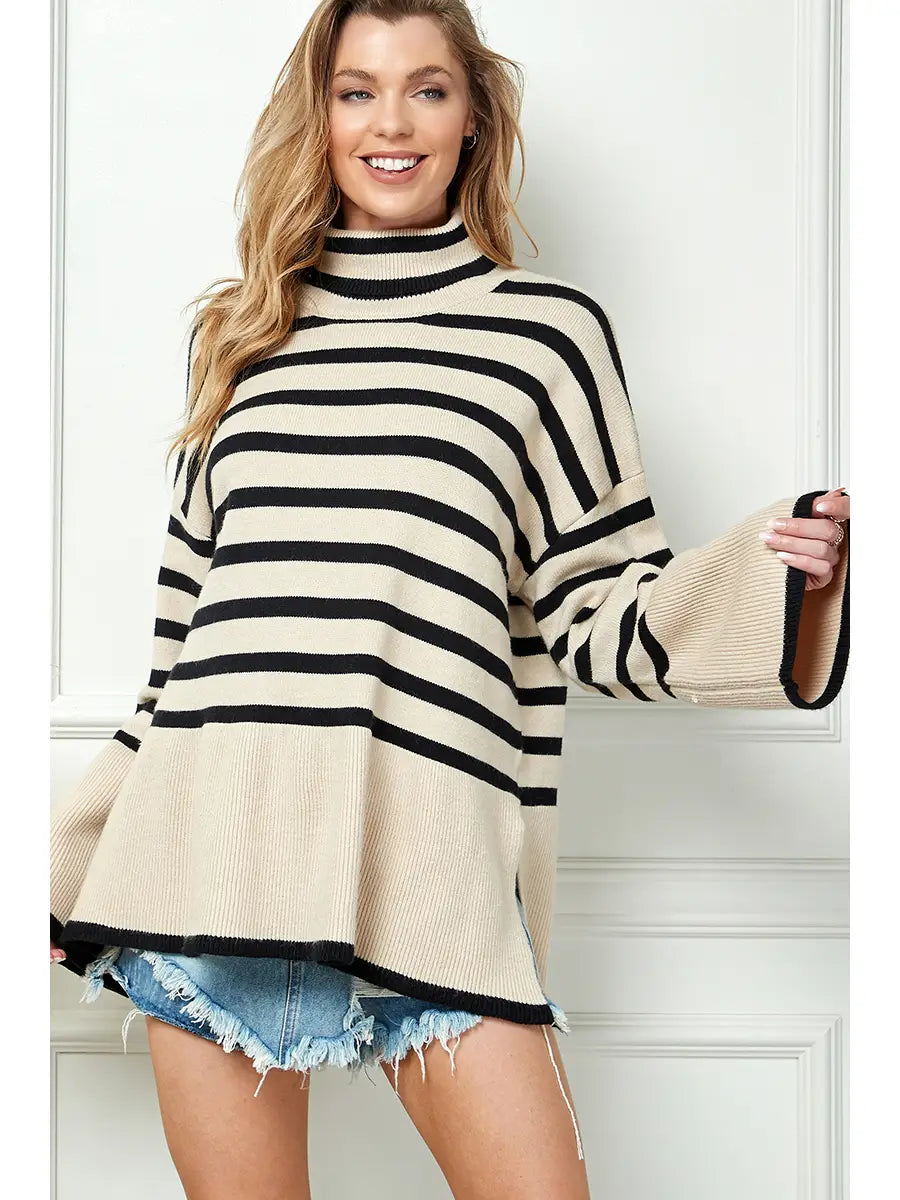 Oversized Striped Sweater - Ivory