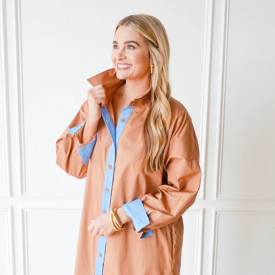 Dani Dress - Cocoa and Blue
