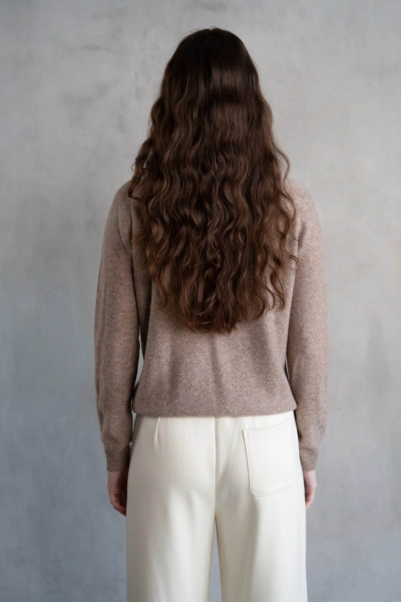 Sparkled Crew Neck Sweater - Chocolate