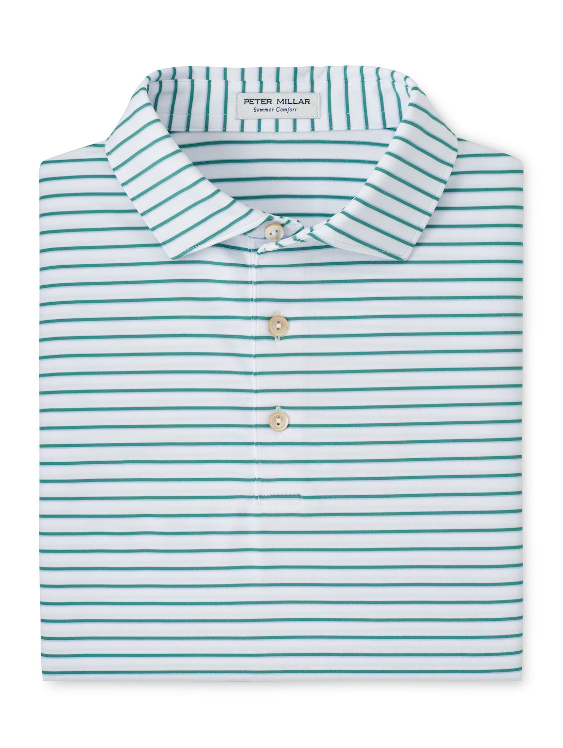 Dunnes Performance Jersey Polo by Peter Millar - White w/ Snow Pea