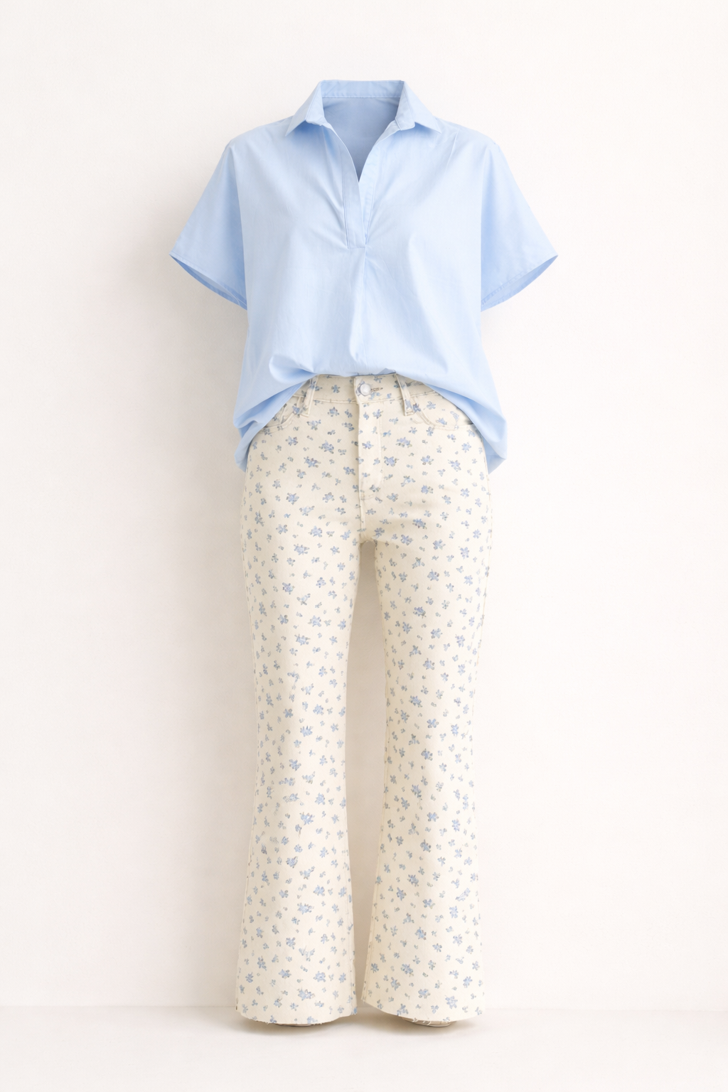 Floral Cropped Flare Denim