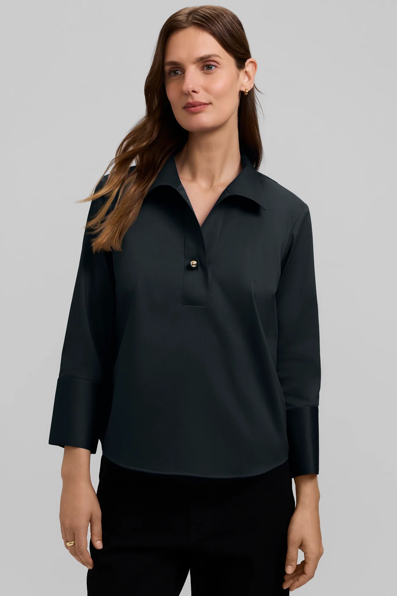 Catalina Stretch Matte Sateen 3/4 Sleeve Popover Shirt - Two Color Options