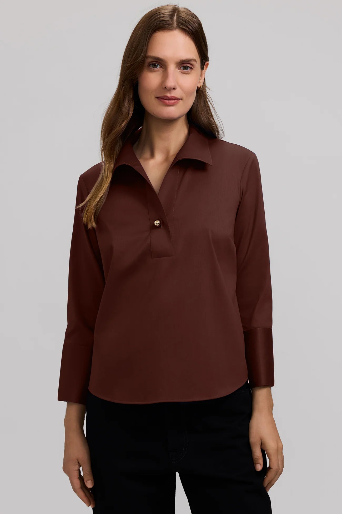 Catalina Stretch Matte Sateen 3/4 Sleeve Popover Shirt - Two Color Options