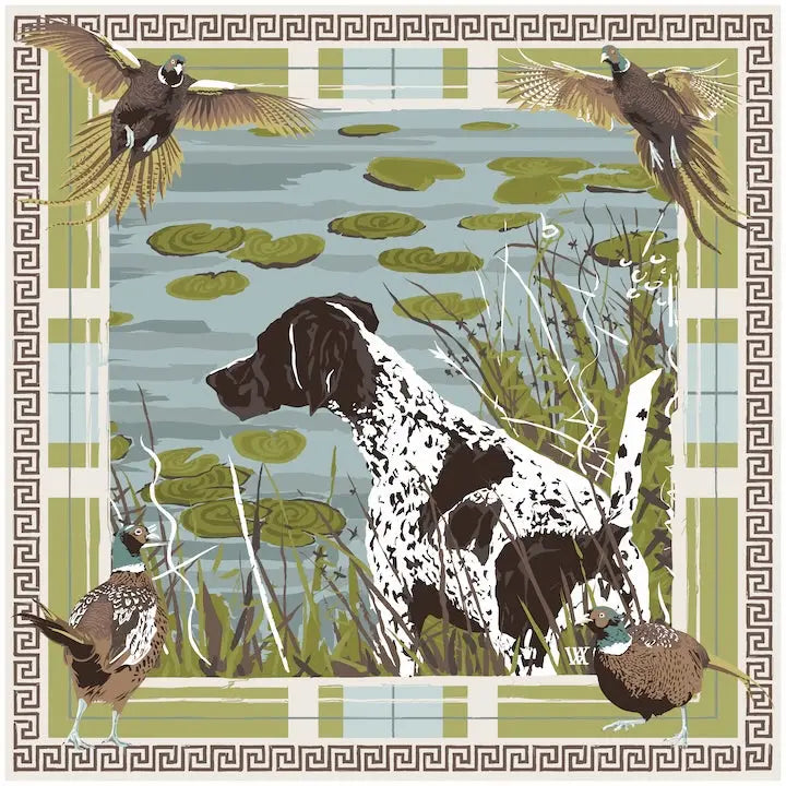 Olive Pheasant Watch Silk Scarf