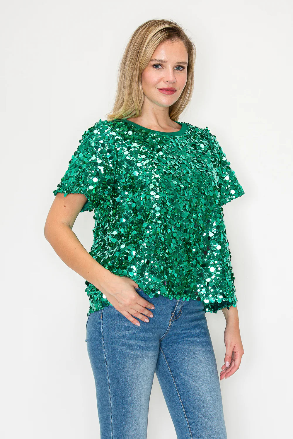 The Glamour Sequin Top - Mint