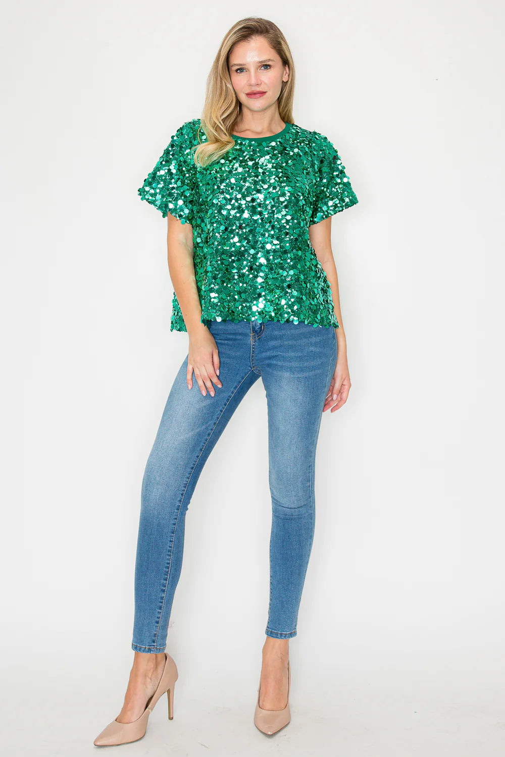 The Glamour Sequin Top - Mint