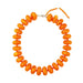 orange chunky beaded necklace with gold clasp on white background