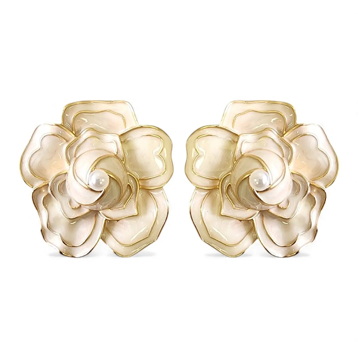 White Rose Earrings