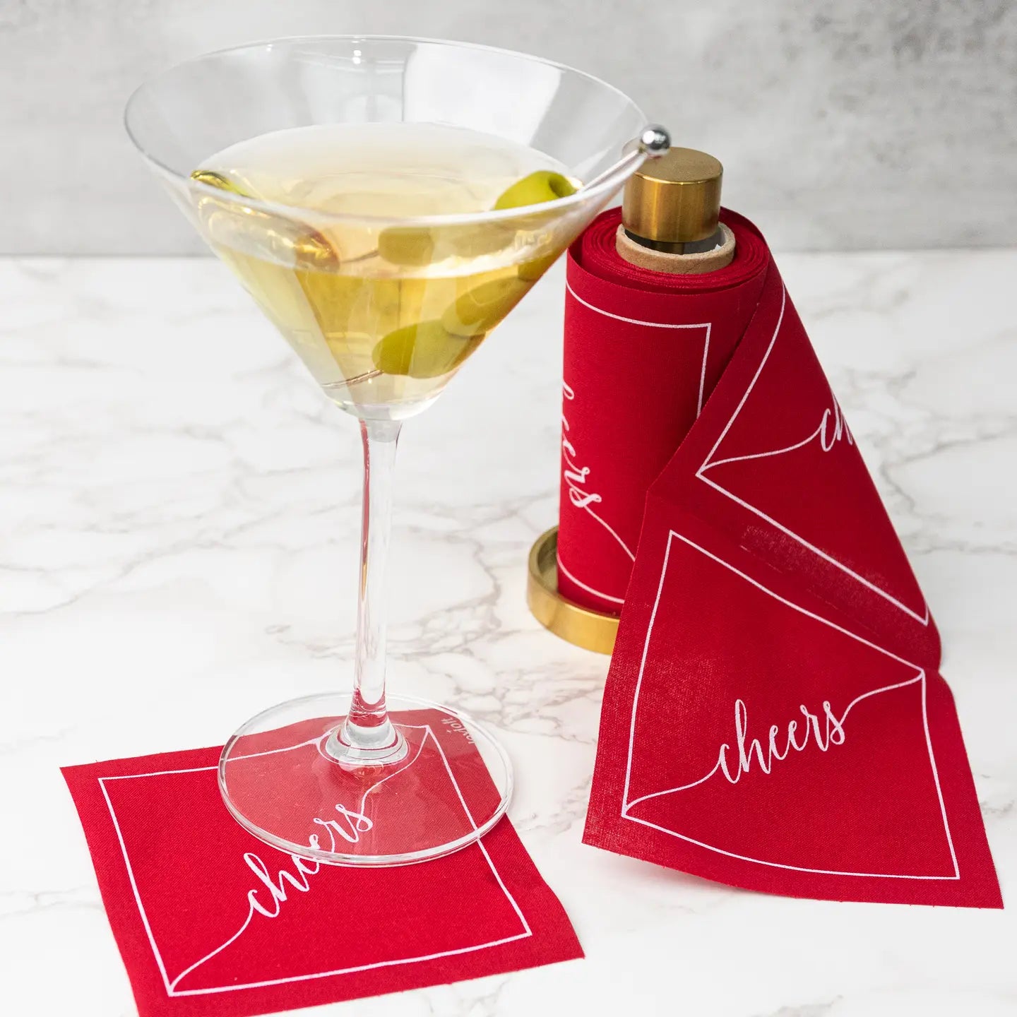 The Red Carpet Cocktail Napkin Roll-  Red W/ White