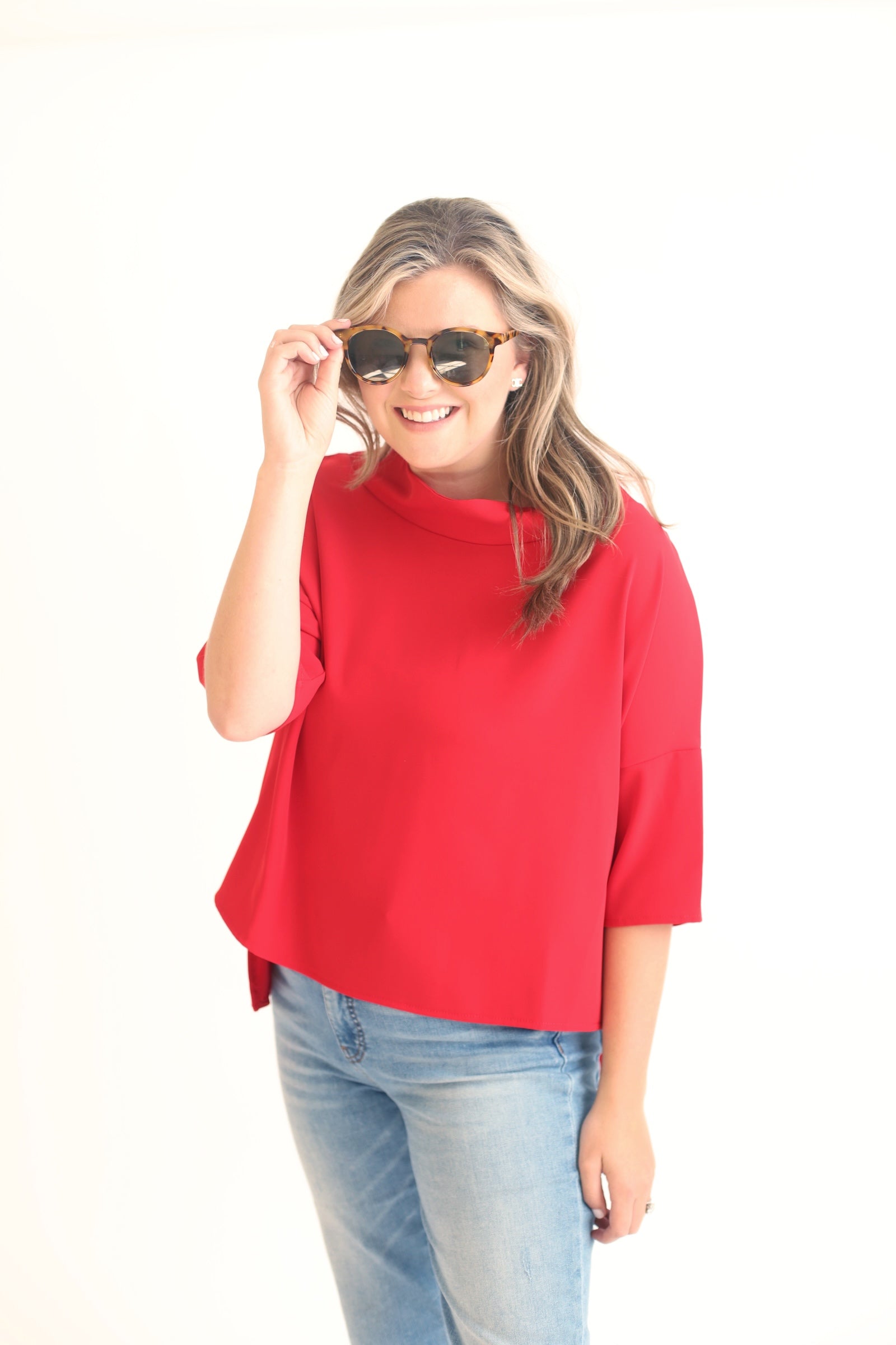 The Audrey Blouse-  Red