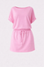 Pink outfit with a top and skirt on a light pink background