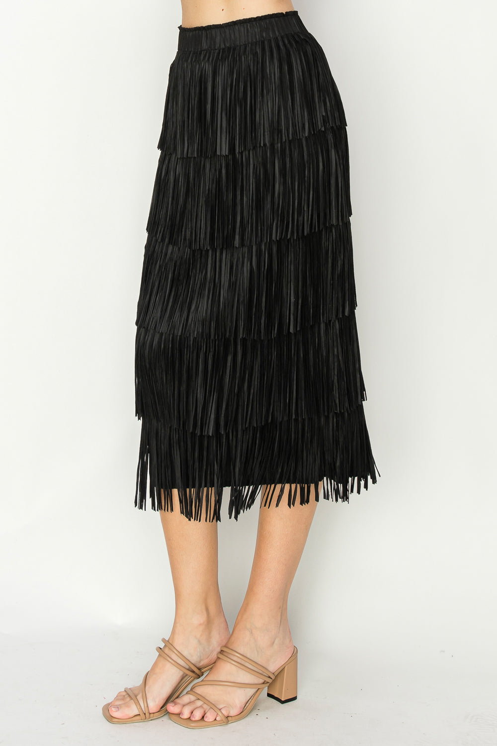 The Victory Fringe Skirt- Black