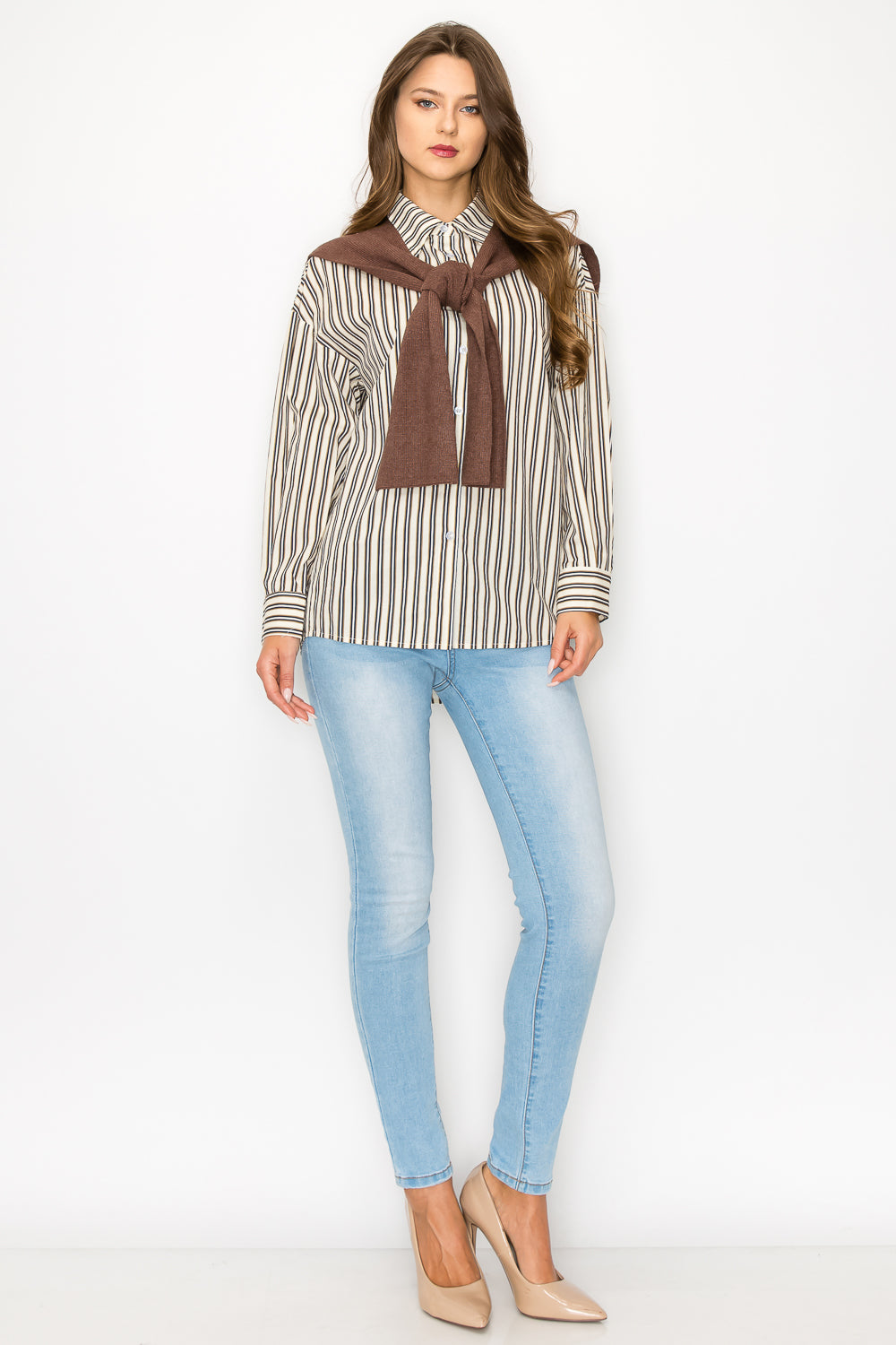 Striped Blouse- Brown