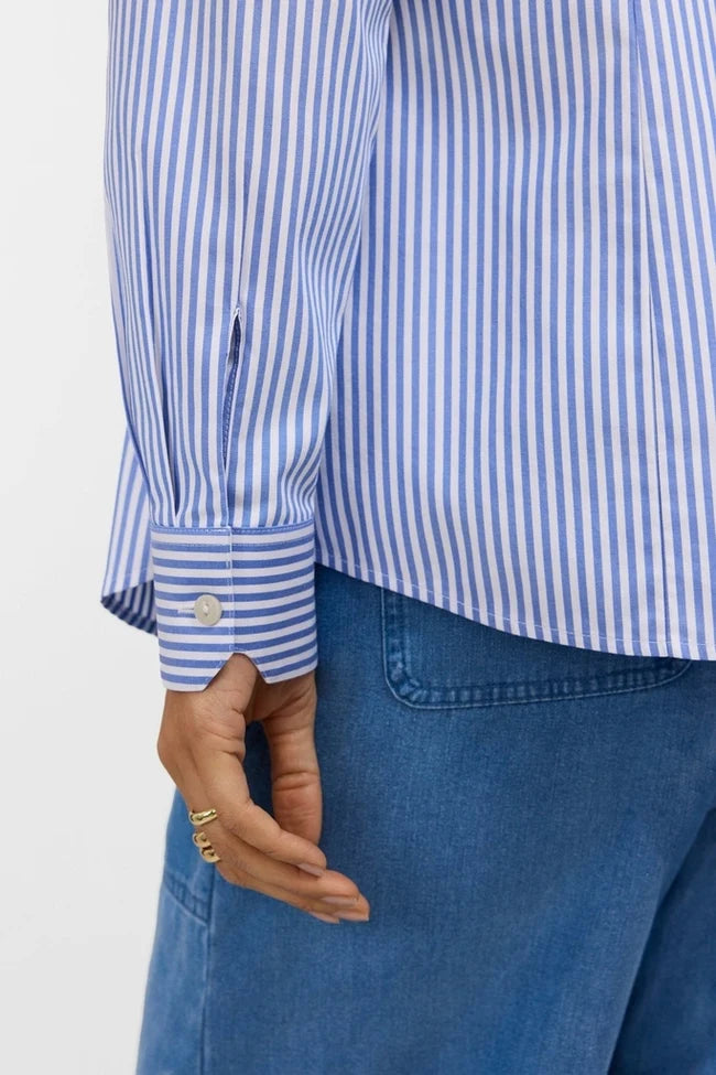 Dianna No Iron Pinpoint Stripe Long Sleeve Shirt - Powder Blue