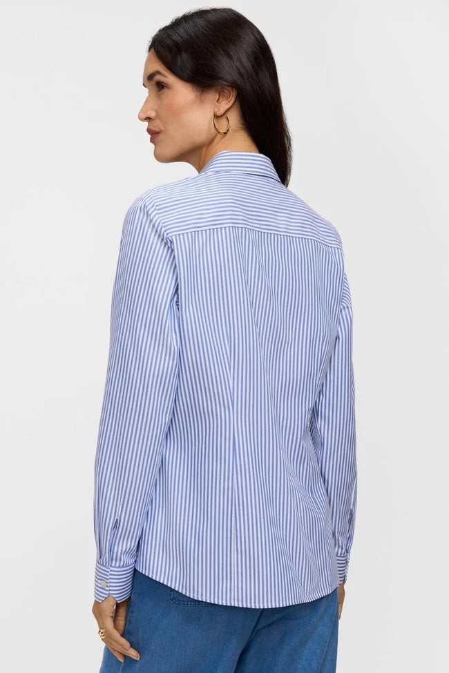Dianna No Iron Pinpoint Stripe Long Sleeve Shirt - Powder Blue