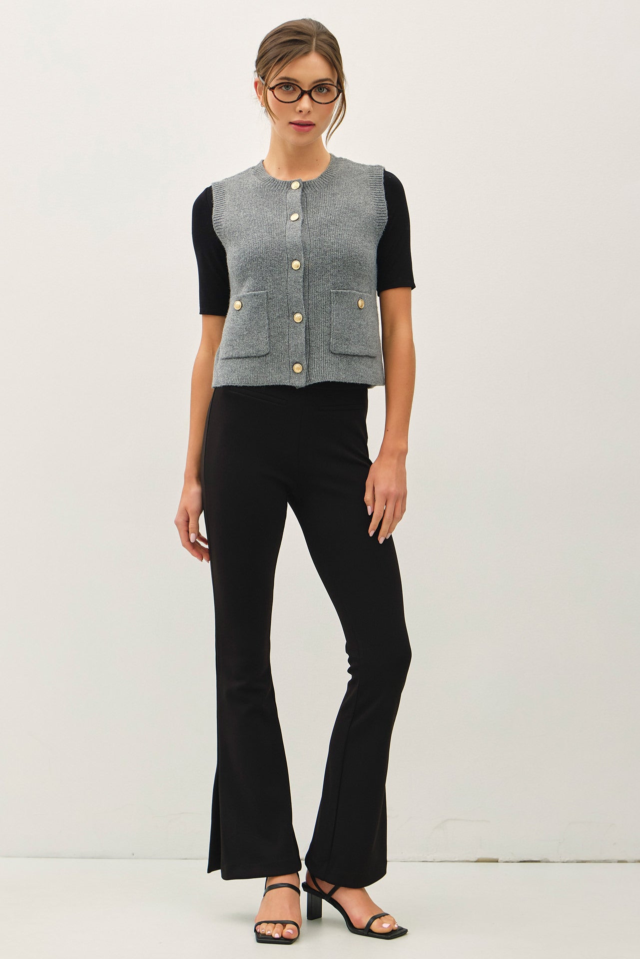 Classic Crewneck Button Up Sweater Vest - Three Colors