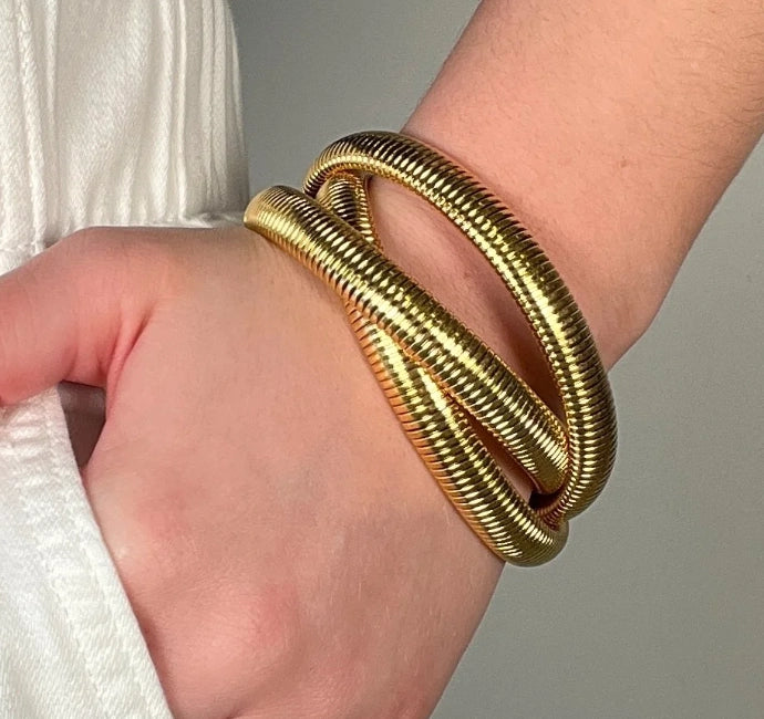Gold Twisted Cobra Bracelet- Small