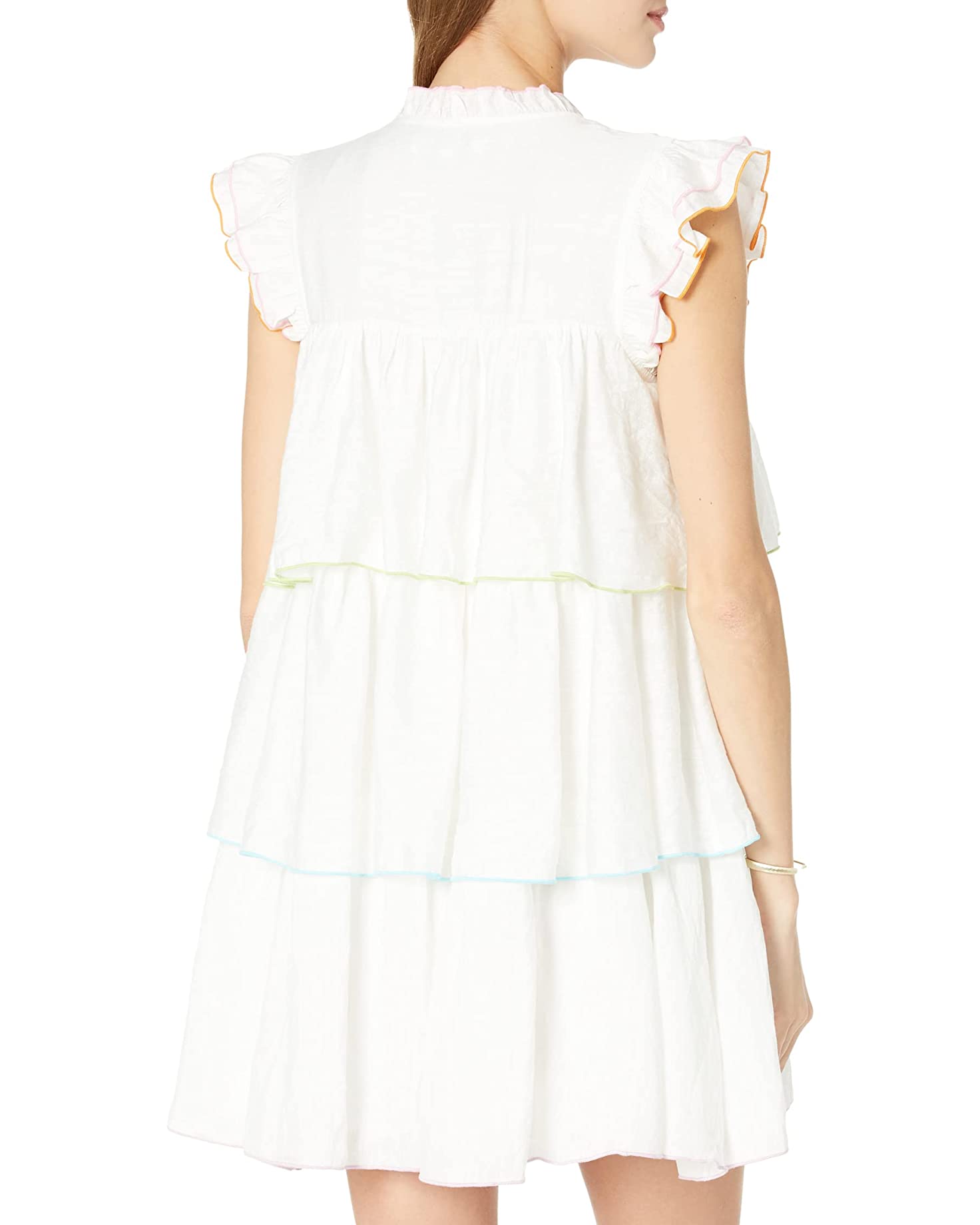 Scalloped Trimmed Dress-  White Multi