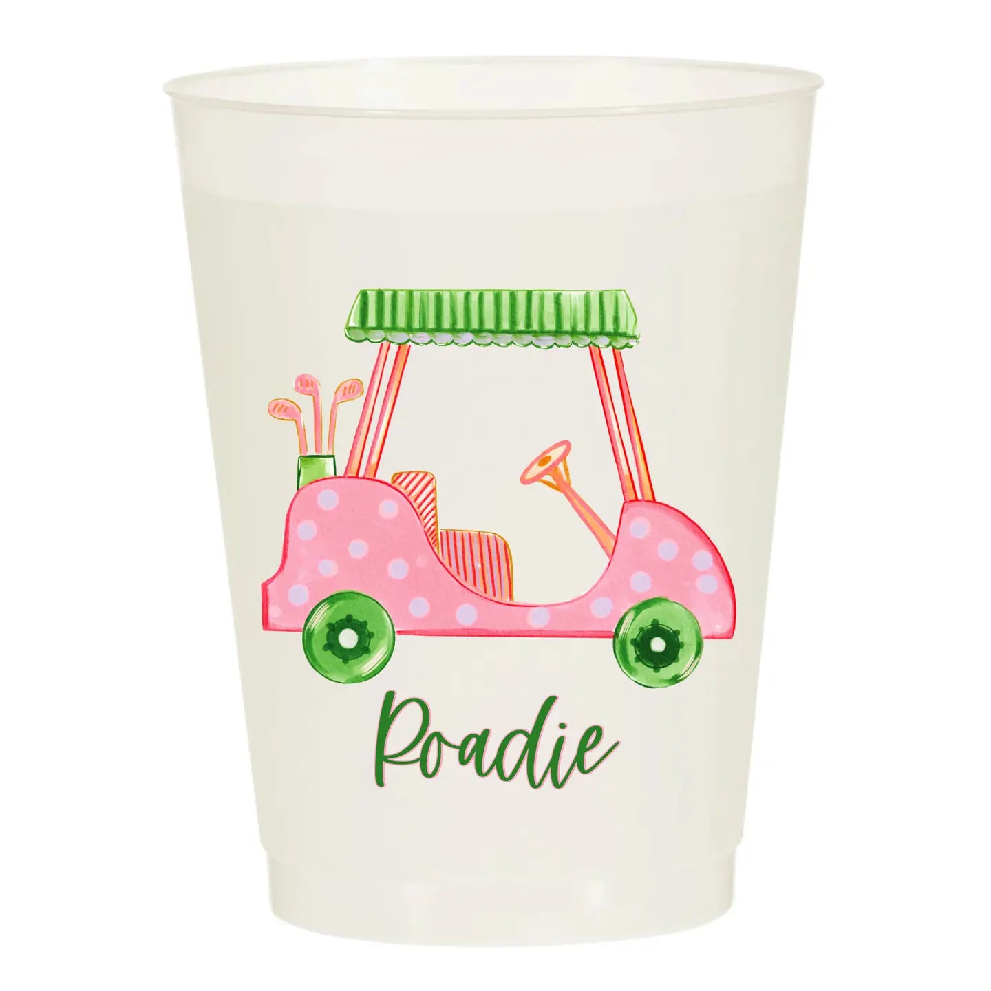 Girly Golf Cart Roadie Pink Masters Frosted Cups