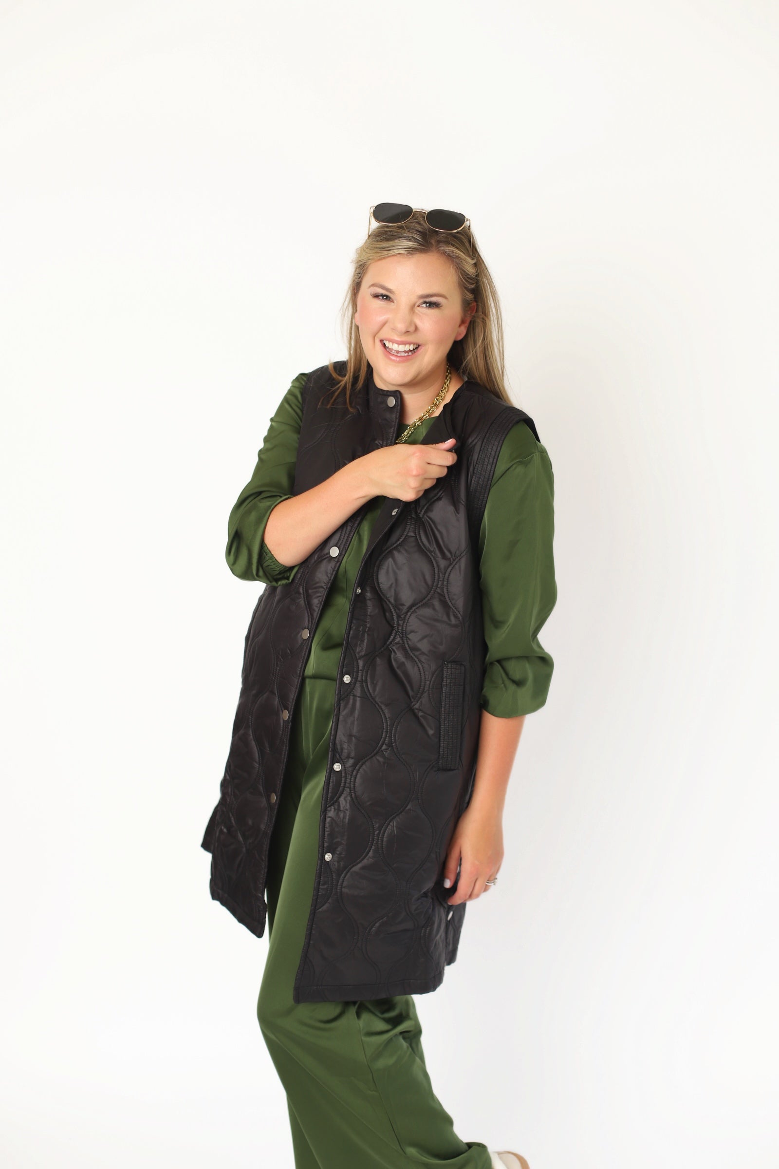 Quilted Vest Jacket - Black