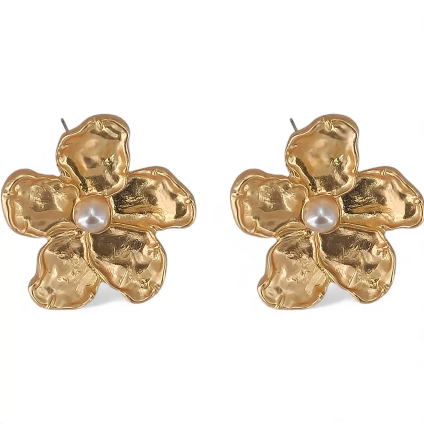 Golden Hibiscus Flower Earring