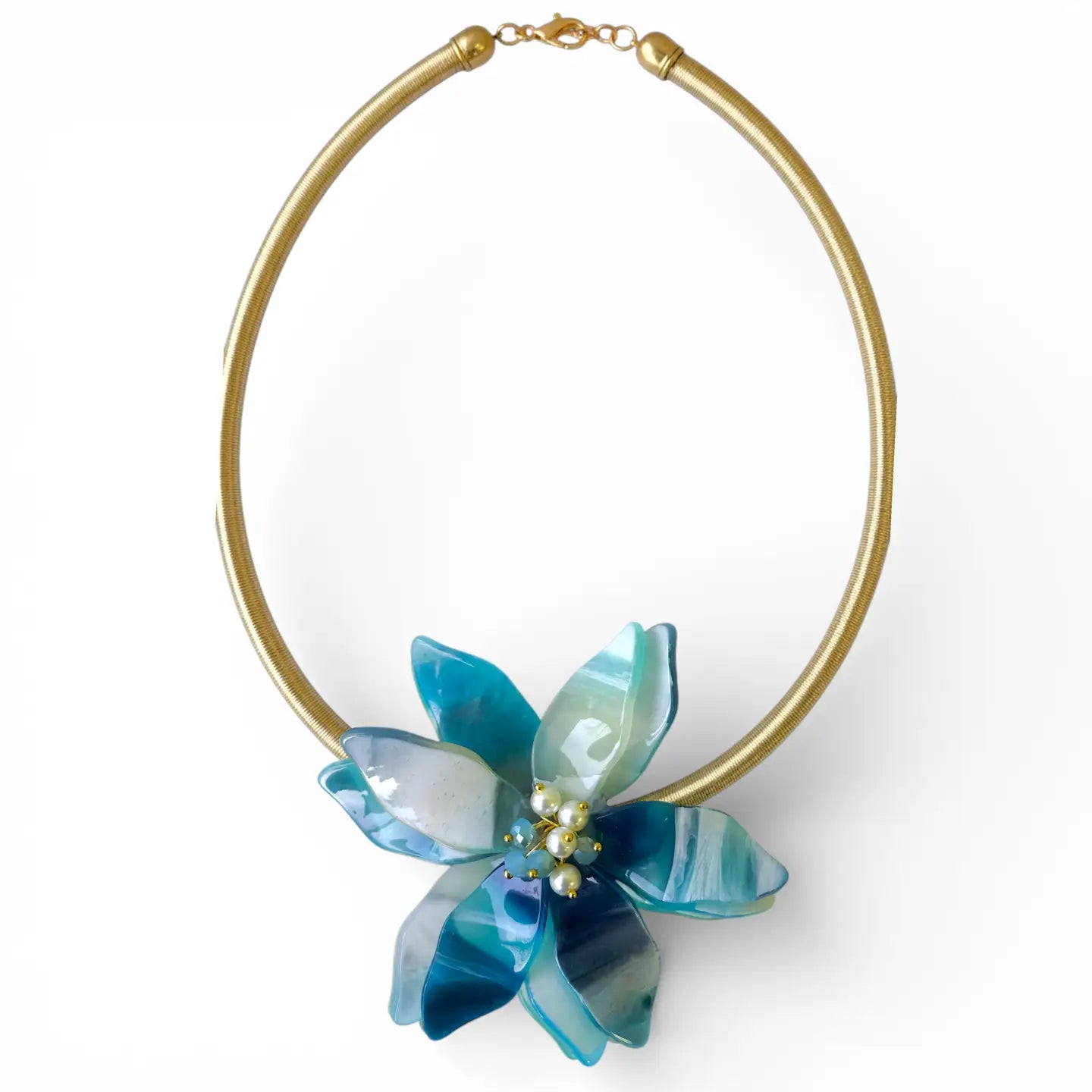 The Lotus Flower Collar Necklace - Turquoise