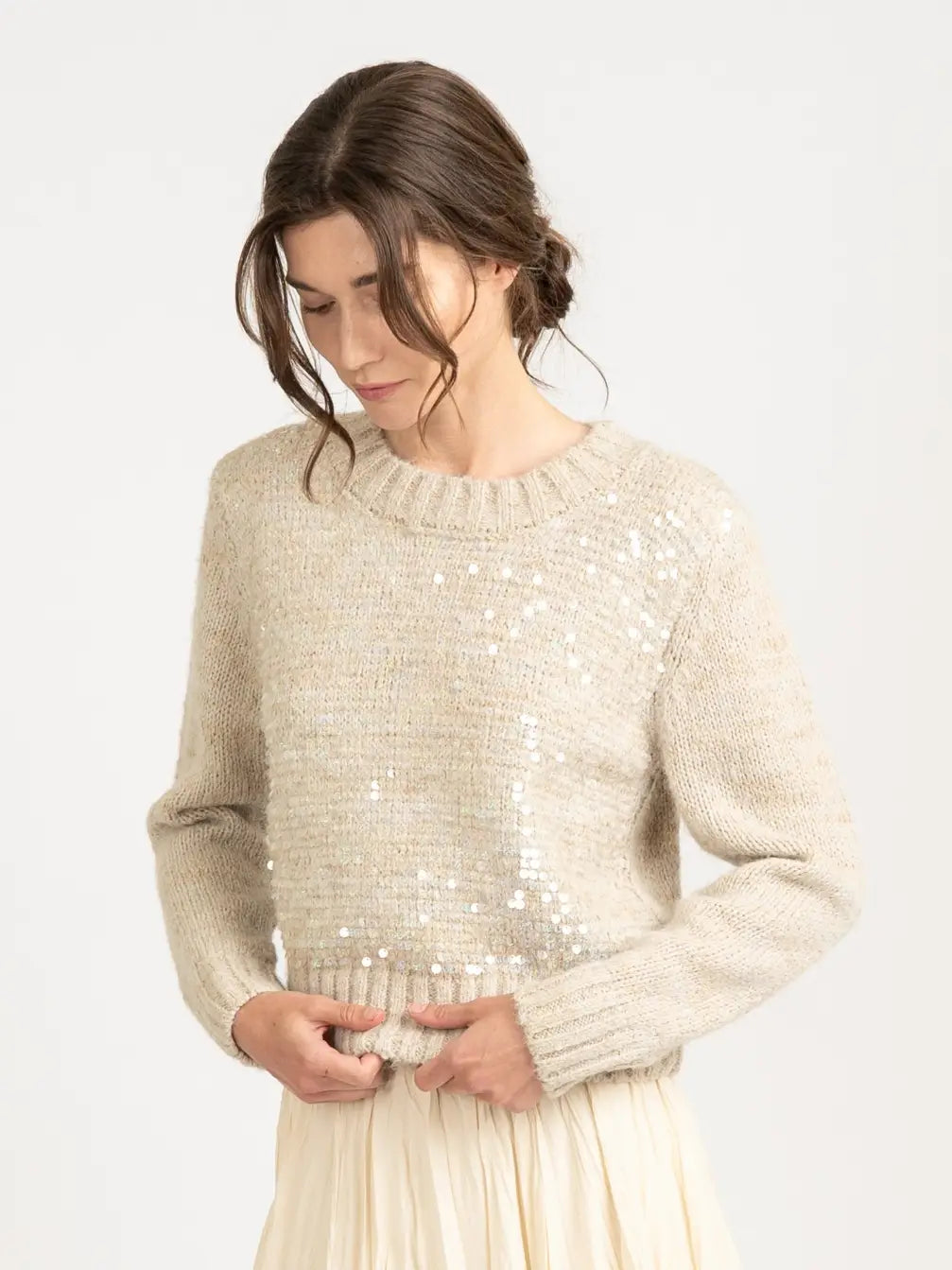 Snazzy Sequined Knit Sweater