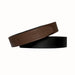 Brown and black leather belts on a white background