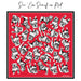 Red scarf with black and white bulldog pattern, brand 'Sic Em' visible