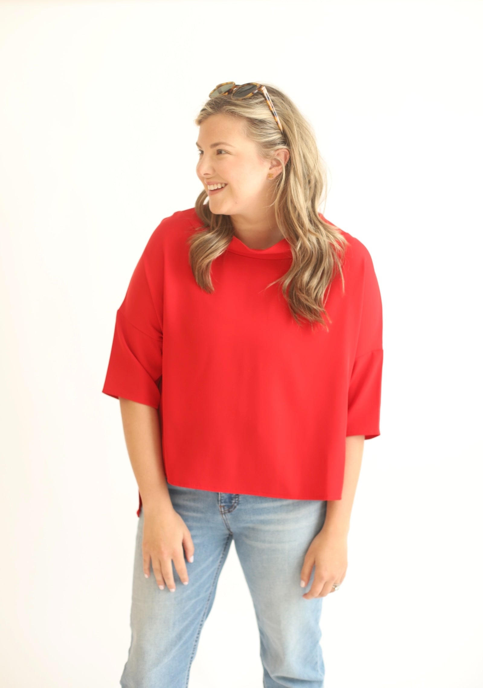 The Audrey Blouse-  Red