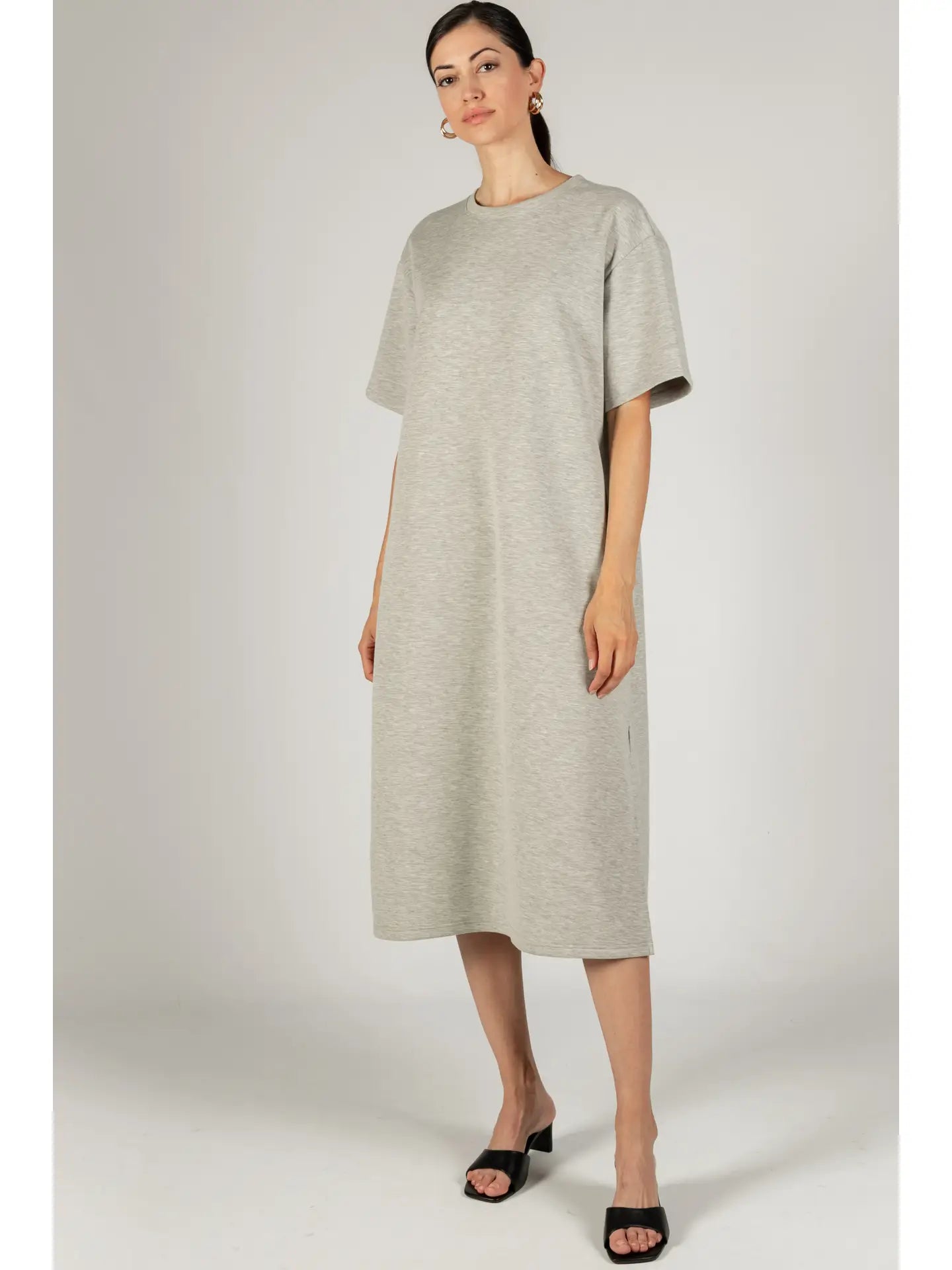 Modal Midi Tee Shirt Dress- Heather Gray