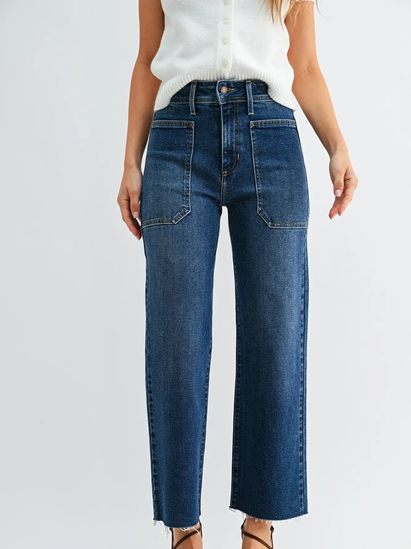 High Rise Utility Wide Leg - Dark Denim